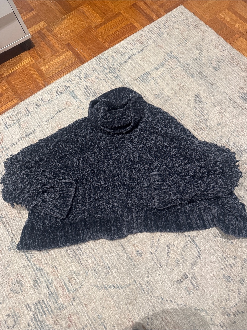 POL Charcoal Black Textured Turtleneck Sweater cropped